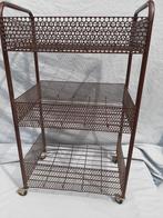 Vintage keukentrolley op wieltjes /.bruin metaal, Ophalen of Verzenden, Huis en Inrichting