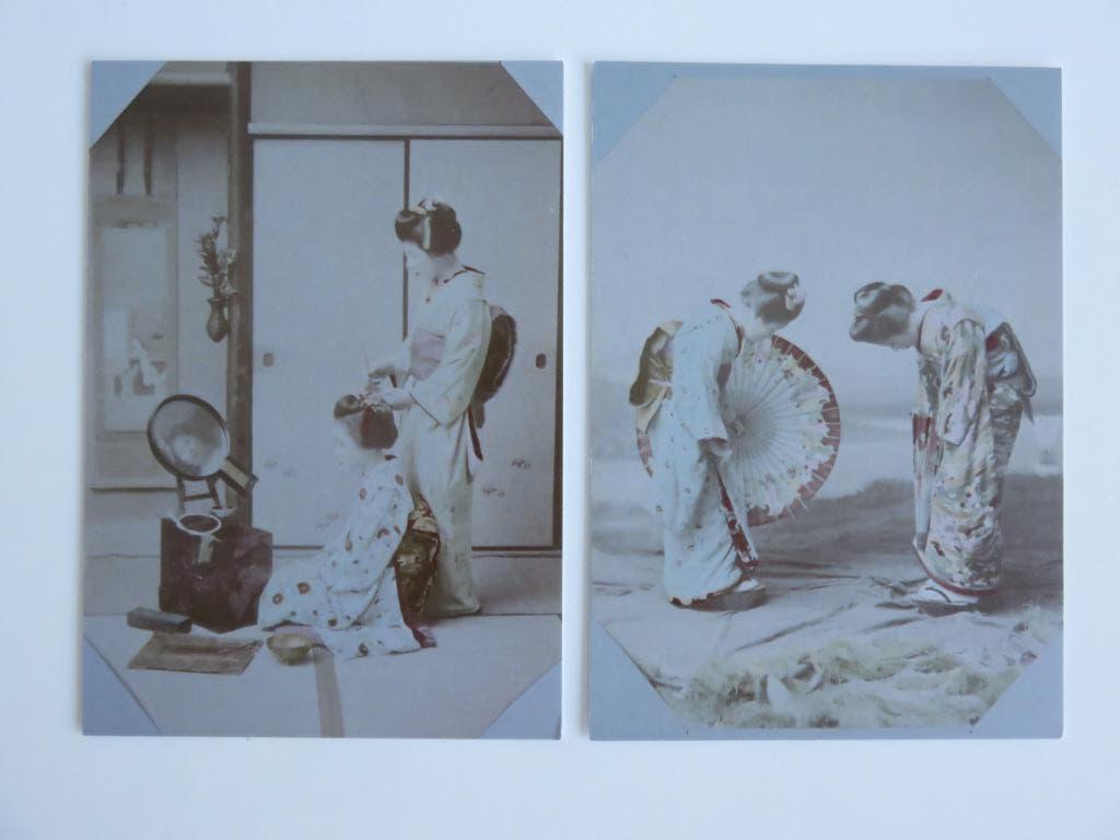 2 ansichtkaarten Geisha 2014 van Museum Volkenkunde, Verzamelen, Ophalen of Verzenden, 1980 tot heden, Ongelopen, Klederdracht