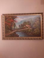 S. Riyadi Schilderij - Tropisch Landschap met Huisje, Antiek en Kunst, Kunst | Schilderijen | Klassiek, Ophalen of Verzenden