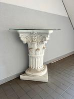 Antieke bijzettafel met glazen blad, Ophalen