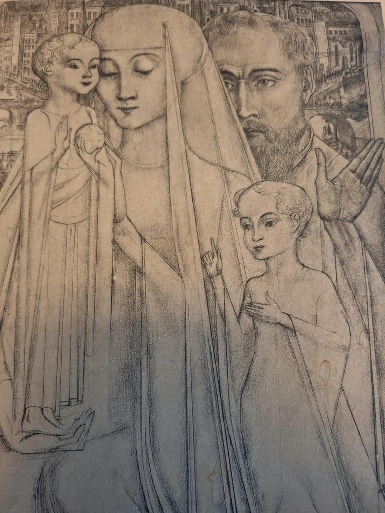 Jan Toorop tekening reproductie: H. Fam. Johannes de Doper, Antiek en Kunst, Ophalen of Verzenden