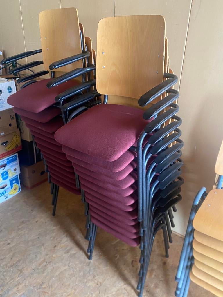 Partij stapelstoelen kantinestoelen., Huis en Inrichting, Stoelen, Ophalen, Gebruikt, Overige kleuren, Metaal