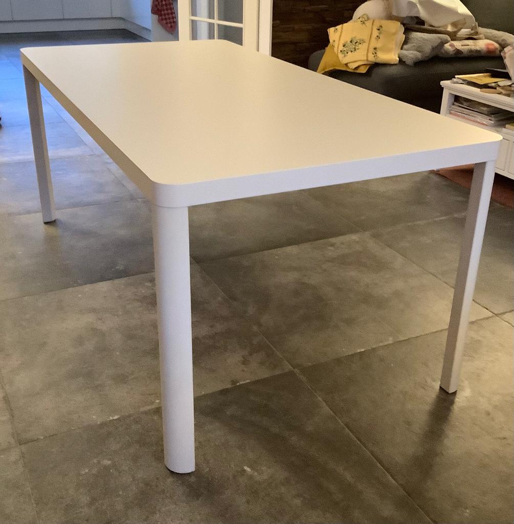 Witte eettafel met afgeronde hoeken, 180x90, Huis en Inrichting, Tafels | Eettafels, Ophalen, Overige materialen, Gebruikt, 50 tot 100 cm