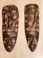 2 Houten maskers uit Dominicaanse Republiek, Ophalen of Verzenden