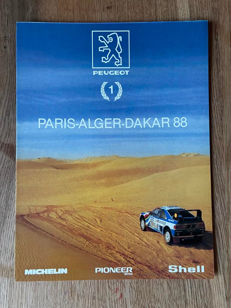 Peugeot Parijs Dakar brochure 1988, Boeken, Ophalen of Verzenden, Zo goed als nieuw, Peugeot