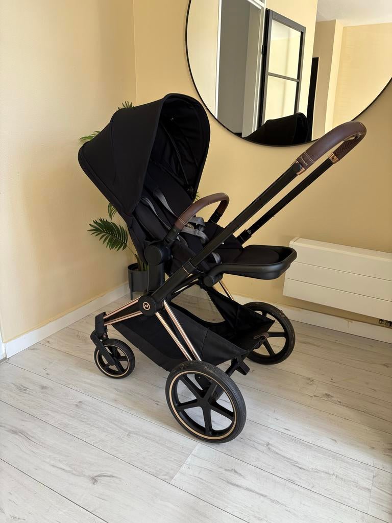 Cybex Priam roségoud/zwart kinderwagen met wieg en zitje, Kinderen en Baby's, Kinderwagens en Combinaties, Overige merken, Gebruikt