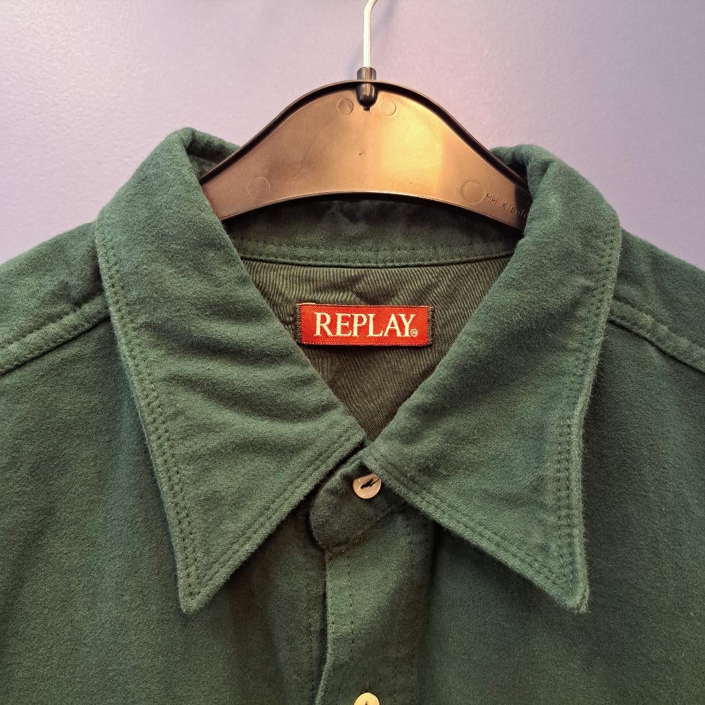 Replay donker groen overhemd nieuw dik materiaal XXL 50063, ., Nieuw, Replay, Ophalen of Verzenden