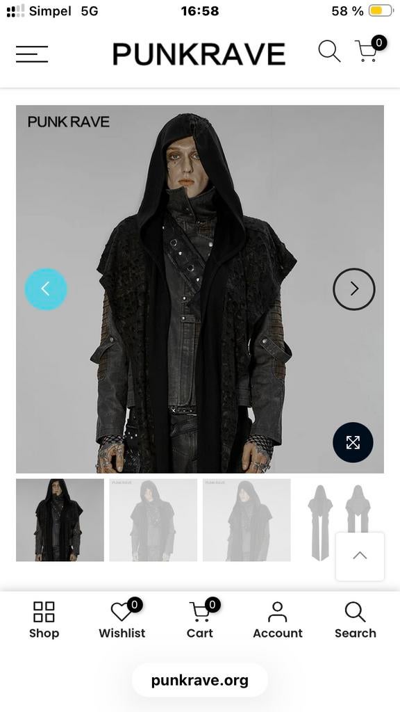 PUNK RAVE Gothic Hooded Vest Zwart, Ophalen of Verzenden, Zo goed als nieuw
