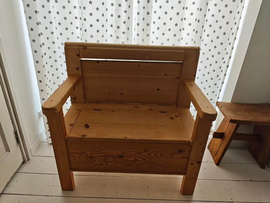 Vintage houten klepbank, Ophalen