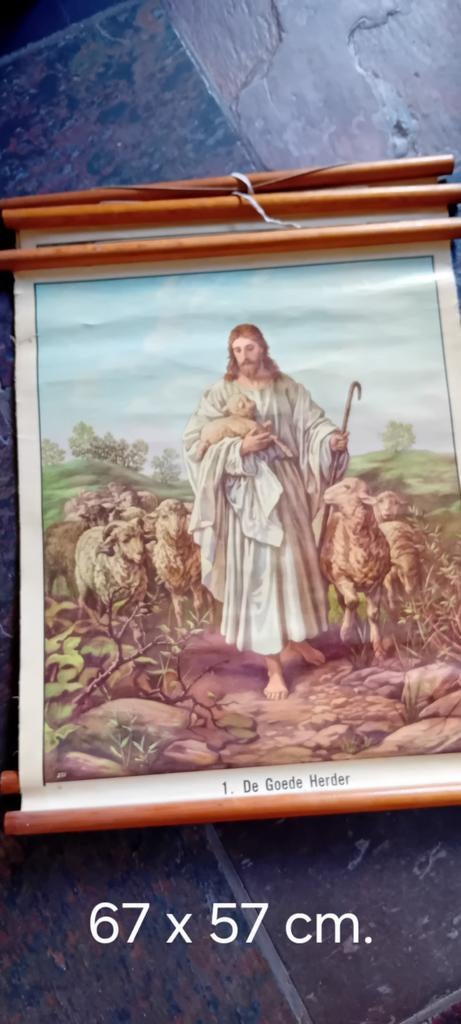 7 Oude religieuze schoolkaarten, Antiek en Kunst, Ophalen of Verzenden