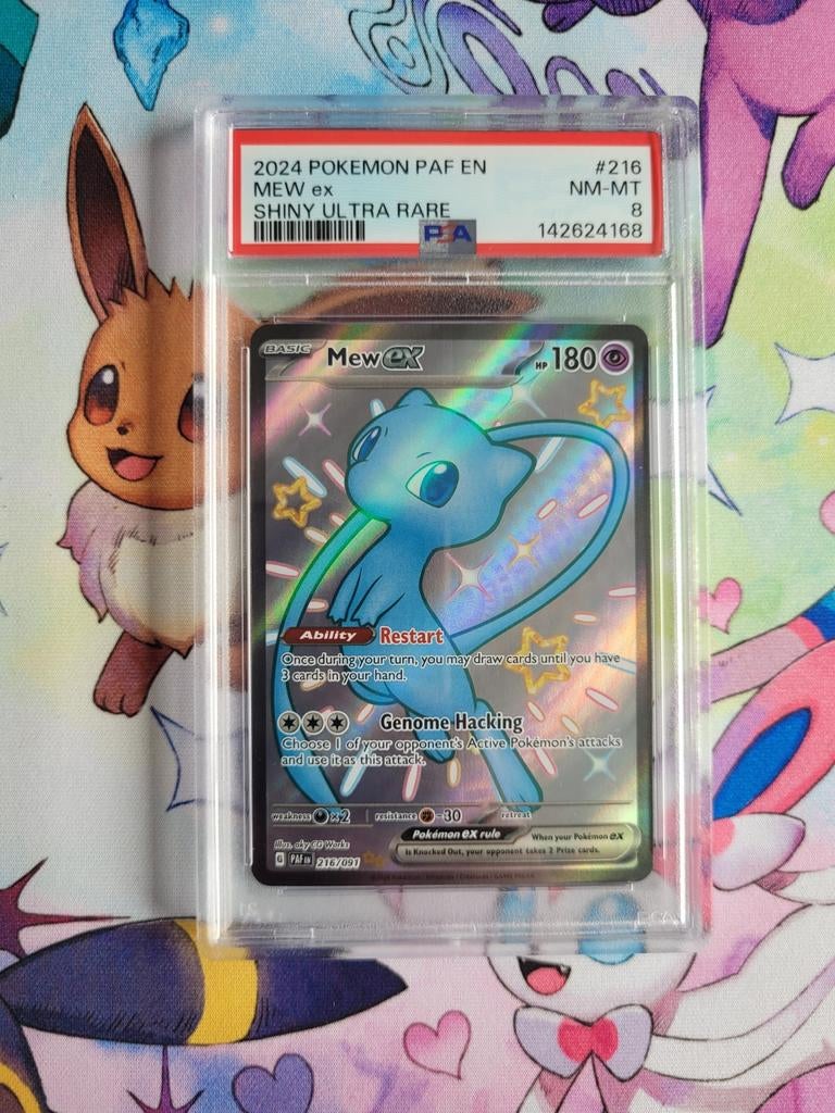Mew Ex #216 ( PSA 8 ) Pokémon Paldean Fates, Hobby en Vrije tijd, Verzamelkaartspellen | Pokémon, Verzenden, Nieuw, Losse kaart