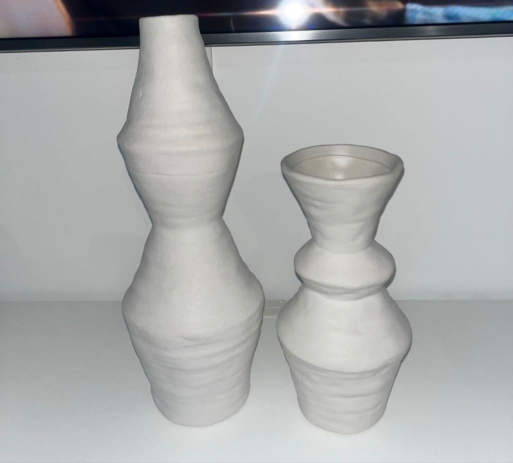 Set van 2 witte vazen, Ophalen of Verzenden