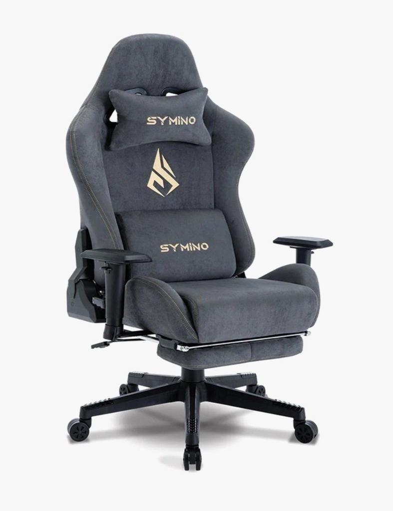 Symino Gaming Stoel Grijs met Voetsteun, Huis en Inrichting, Bureaustoelen, Ophalen, Gaming bureaustoel, ........, Nieuw