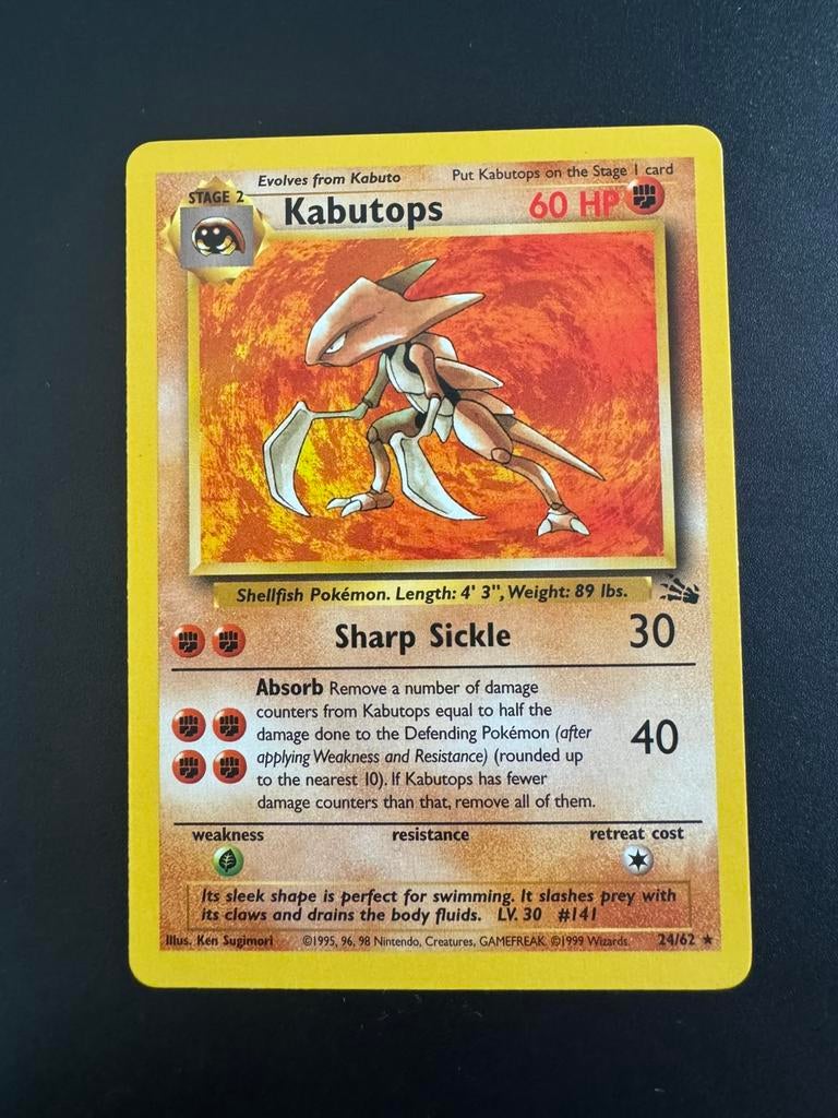 Kabutops 24/62 pokemon kaart fossil, Ophalen of Verzenden, Zo goed als nieuw