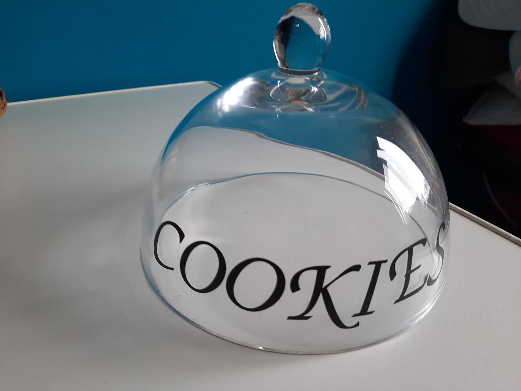 glazen deksel cookies, 21 cm. doorsnee, Ophalen of Verzenden, Glas, Overige stijlen, Overige typen