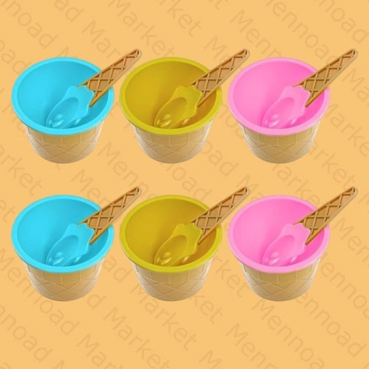 Set van 6 kleurrijke ijscoupes met lepels, Overige typen, Kunststof, Nieuw, Ophalen of Verzenden