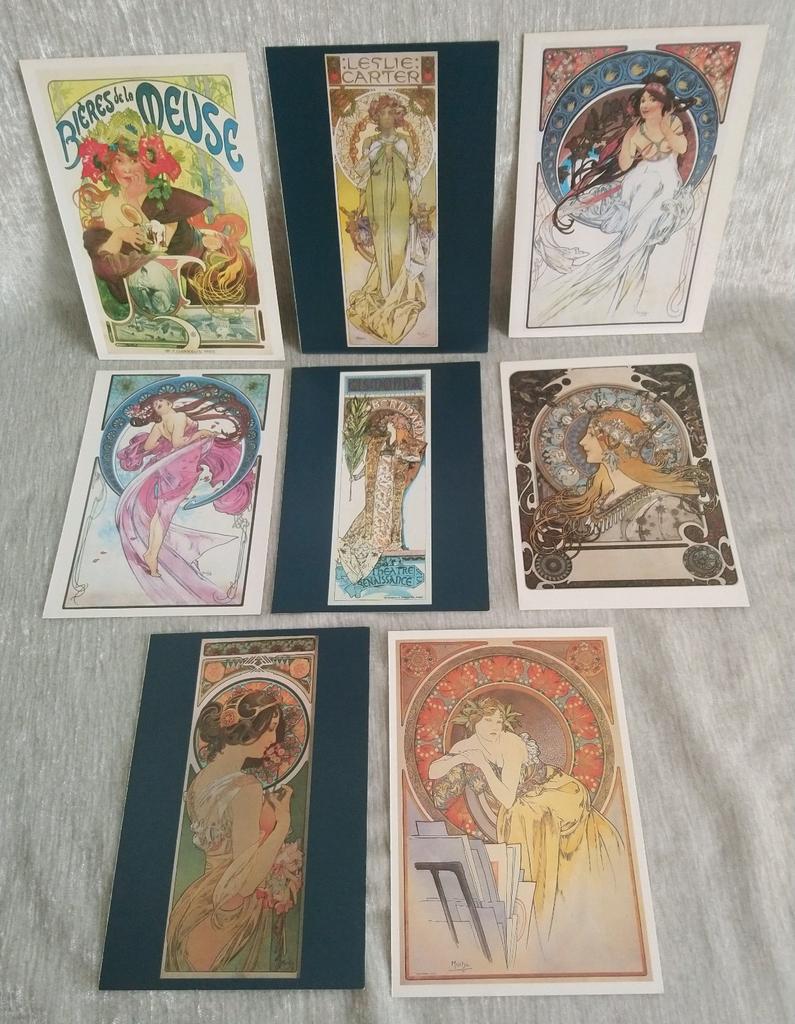 Alphonse Mucha postkaarten 16 x 11 cm uit 1993, Ophalen of Verzenden, 1980 tot heden, Ongelopen, Overige thema's