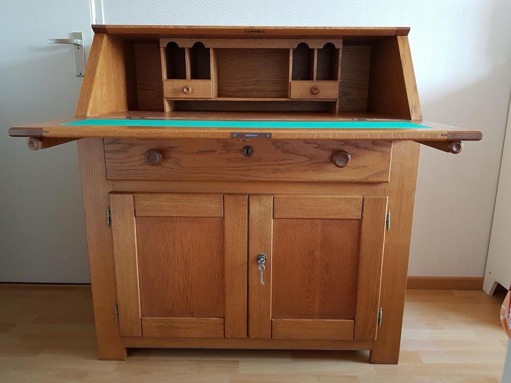 Eiken secretaire in goede staat, Ophalen, Gebruikt