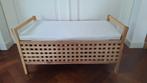 Houten opbergbank met creme wit linnen kussen, Ophalen, Nieuw, Minder dan 50 cm, 75 tot 100 cm