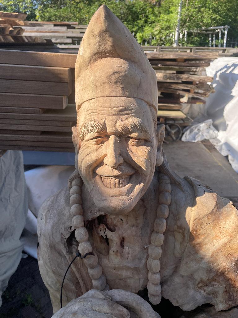 Houten beelden teak groot Suar, Antiek en Kunst, Kunst | Beelden en Houtsnijwerken, Ophalen, Houtsnijwerk, Handgemaakt, 1 meter - 2 meter