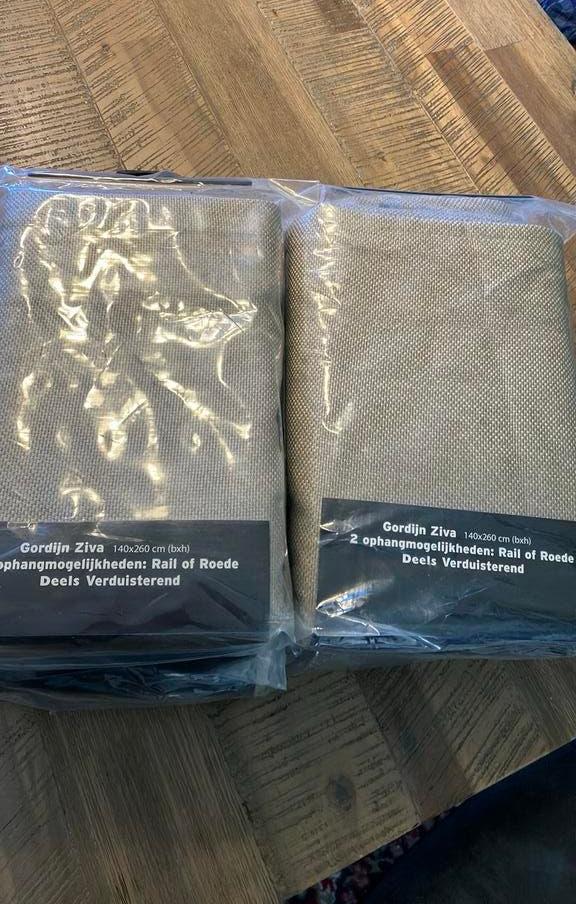 4 set nieuwe kant en klaar gordijnen taupe 140 x 260 ziva, 100 tot 150 cm, 200 cm of meer, Beige, Nieuw