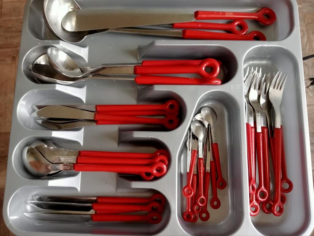 39!! Delig Mono ring bestek Peter Raacke design rood 18/8, Ophalen of Verzenden