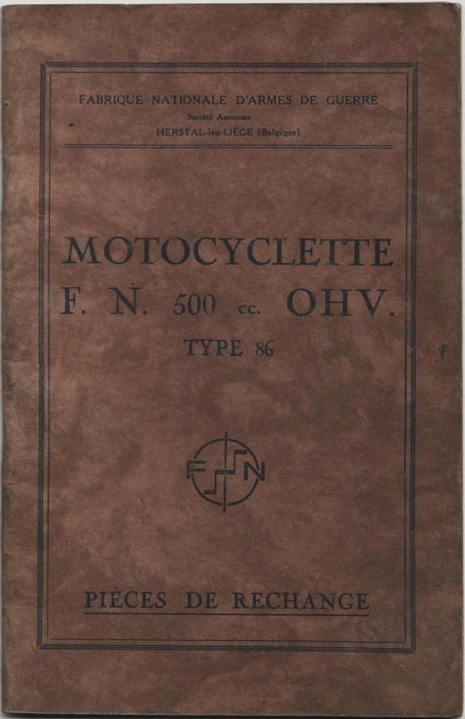 FN 500 cc ohv type 86 pieces onderdelenboek, Motoren, Handleidingen en Instructieboekjes, Overige merken, Ophalen of Verzenden