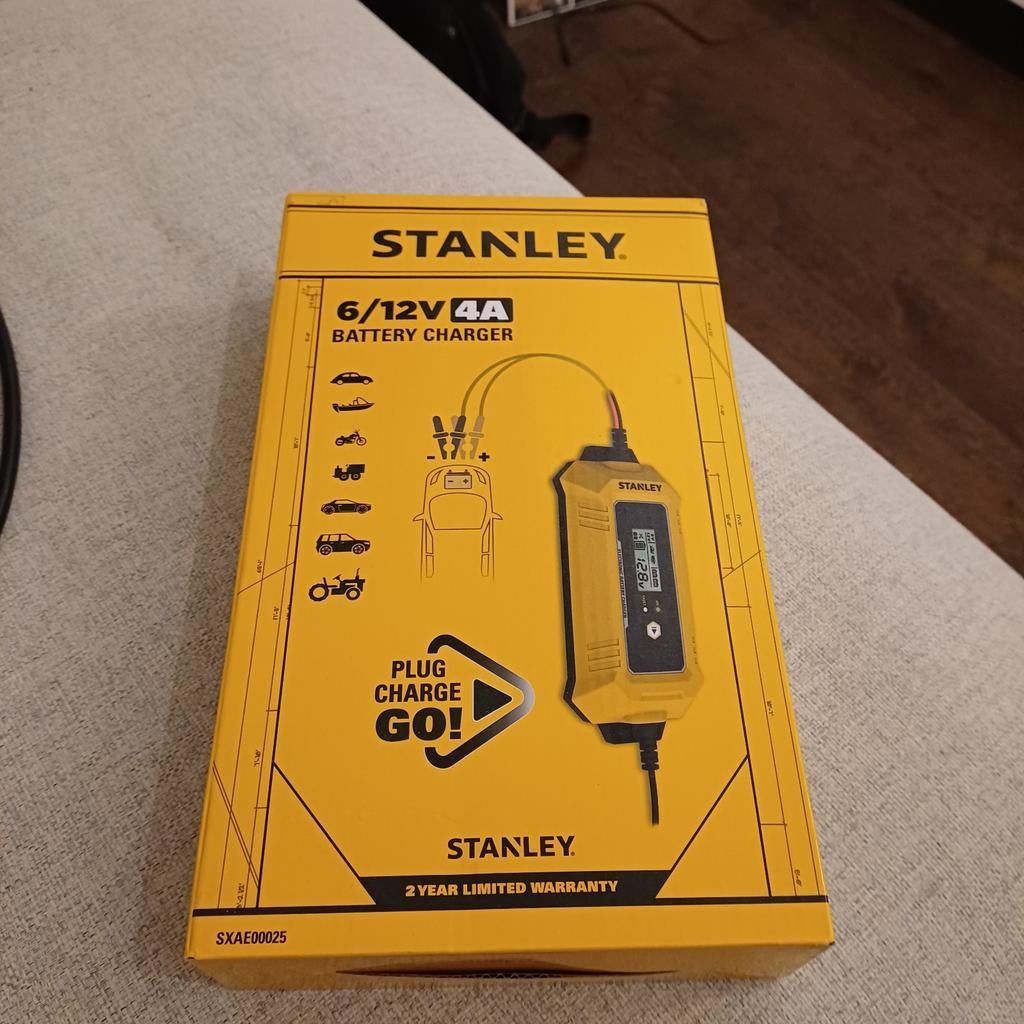 Stanley 6/12V 4A acculader, Ophalen of Verzenden, Nieuw