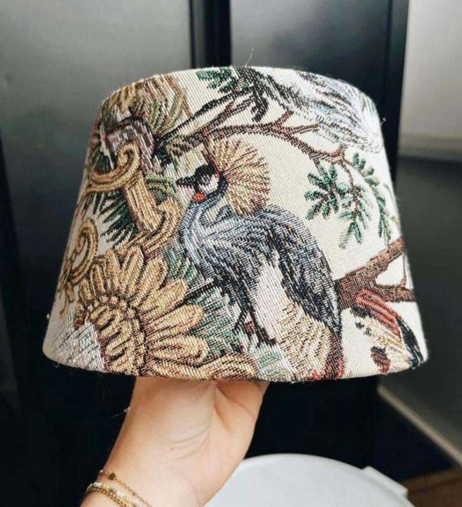 Unieke lampenkap met kraanvogels NIEUW, Ophalen of Verzenden, Zo goed als nieuw, Rond, Minder dan 25 cm