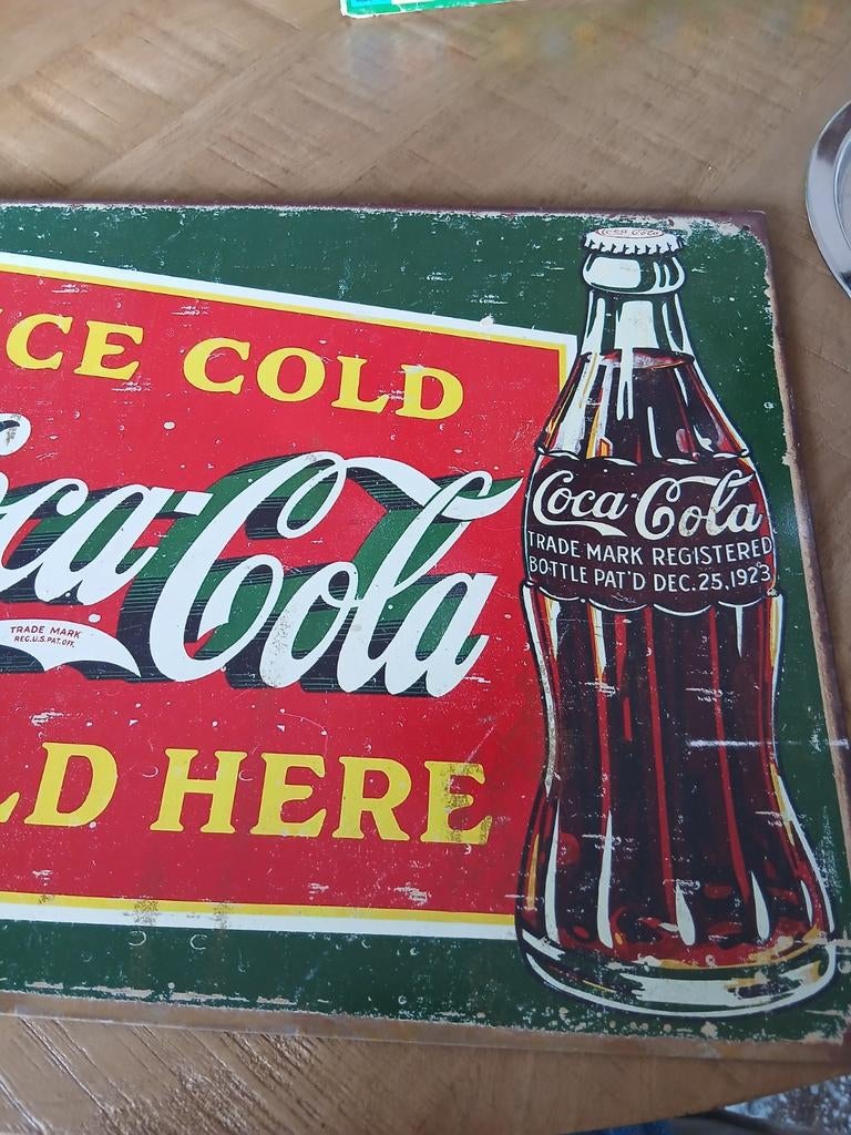 Vintage Coca-Cola reclamebord van ijzer, Ophalen of Verzenden