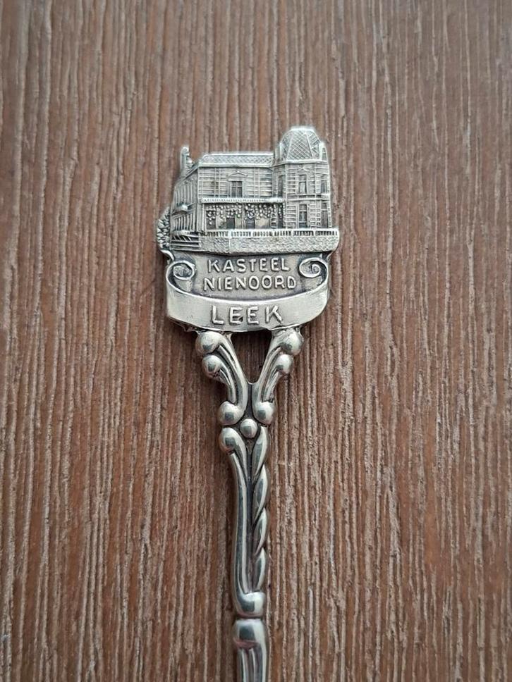 Oud verzilverd lepeltje Kasteel Nienoord Leek, Antiek en Kunst, Antiek | Bestek, Ophalen of Verzenden