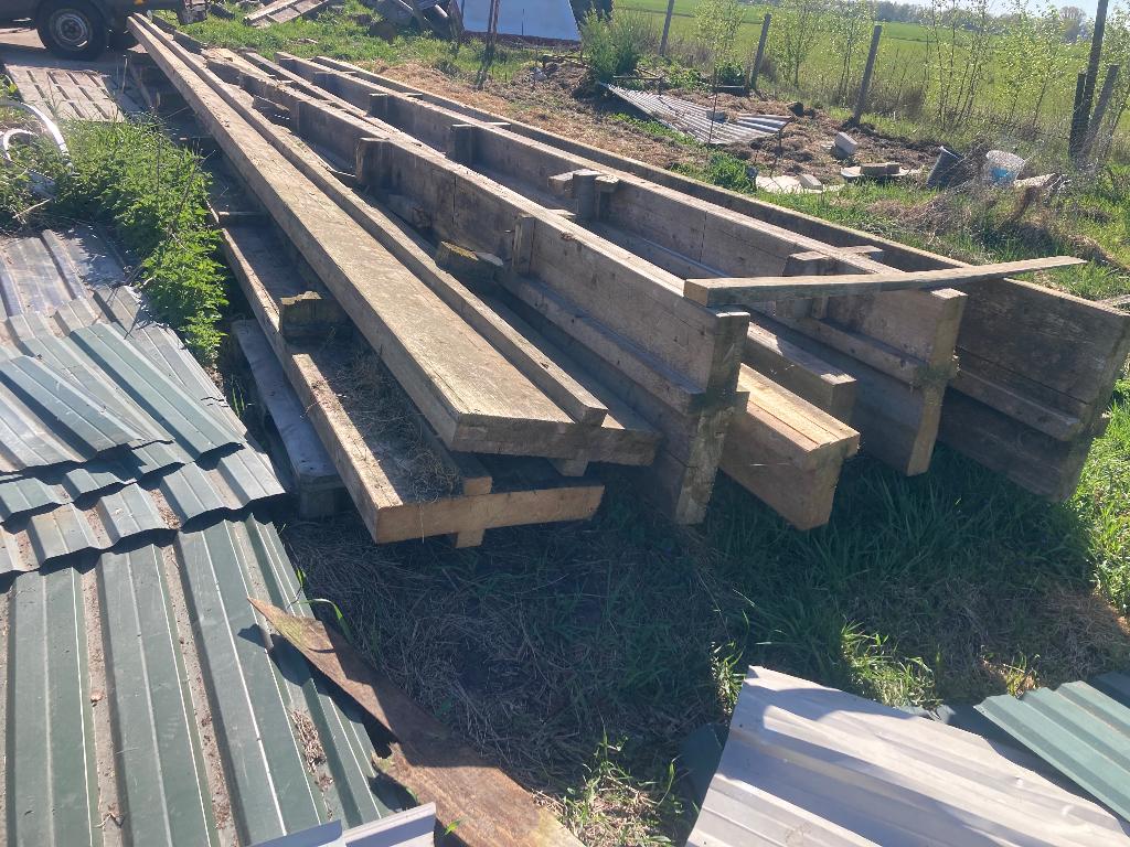 Spanten 7 tot 9 meter, Doe-het-zelf en Verbouw, Hout en Planken, Gebruikt, Balk, Vuren, Ophalen