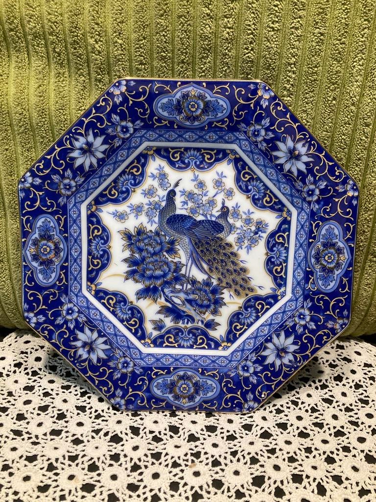 Blauw porseleinen bordje Peacock blauw (300326c), Verzamelen, Ophalen of Verzenden, Porselein, Bord of Schaal