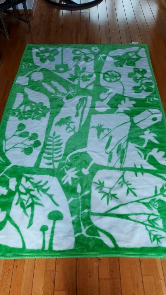 Mooie groene deken met natuurprint - IKEA BIBBI, Ophalen of Verzenden, Zo goed als nieuw