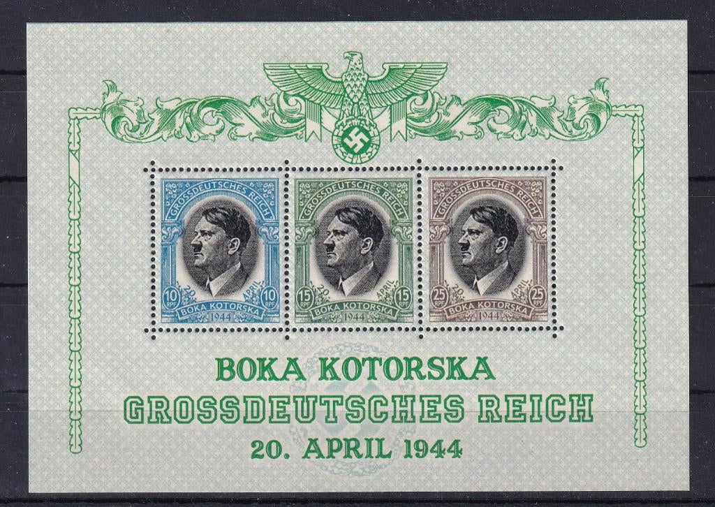 X44) 1944 Boka Kotorska WO2 Duitse bez Blokje MNH geen gar, Verzenden, Duitse Keizerrijk, Postfris