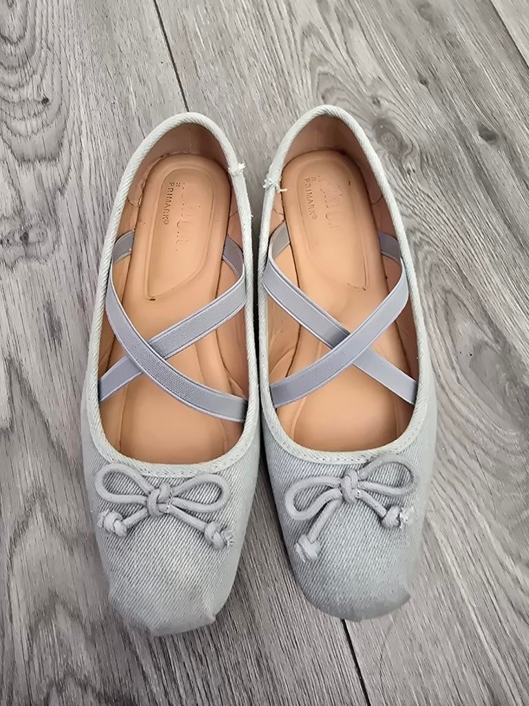 Lichtblauwe ballerina's met strik en gekruiste bandjes, Ophalen, Ballerina's, Zo goed als nieuw, Primark