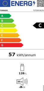 Tomado koelkast TLT5501W - tafelmodel - Wit, 85 tot 120 cm, Zonder vriesvak, 100 tot 150 liter, Nieuw