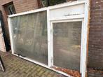 Gebruikt houten kozijn 299x161 cm, Ophalen, Gebruikt, 150 tot 225 cm, Inclusief glas