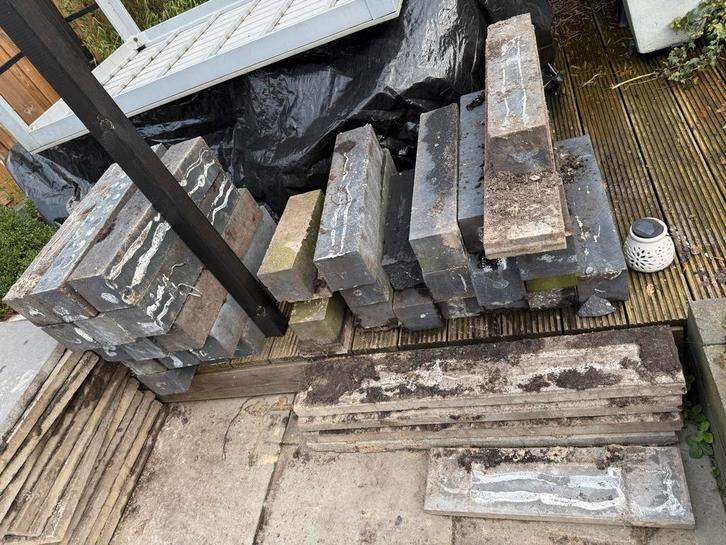 Losse borderstenen, Tuin en Terras, Bielzen en Borders, Gebruikt, Border, Beton, Minder dan 25 cm, Minder dan 100 cm, Ophalen