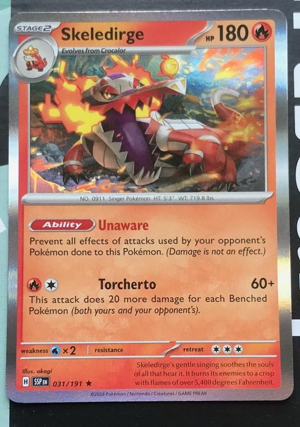 Pokemon - Skeledirge (SSP 031) Holo rare.., Ophalen of Verzenden, Nieuw, Losse kaart, Foil