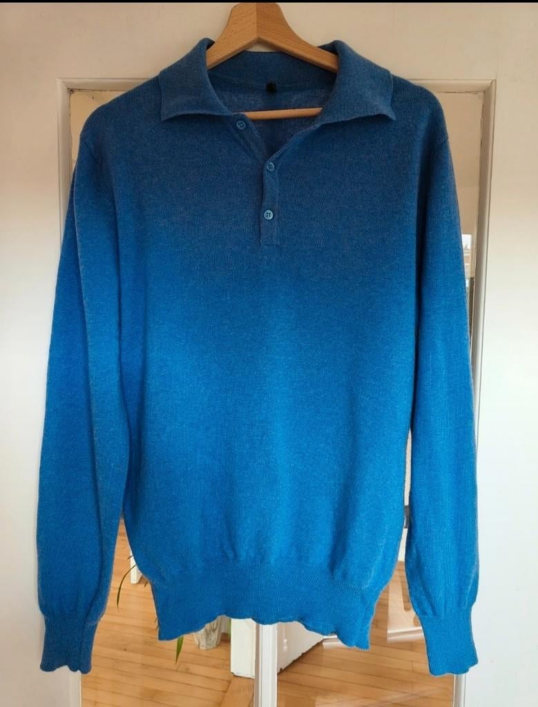 Prachtige Benetton polo trui, wol, blauw, als maat M/L, Maat 38/40 (M), Benetton, Zo goed als nieuw, Verzenden