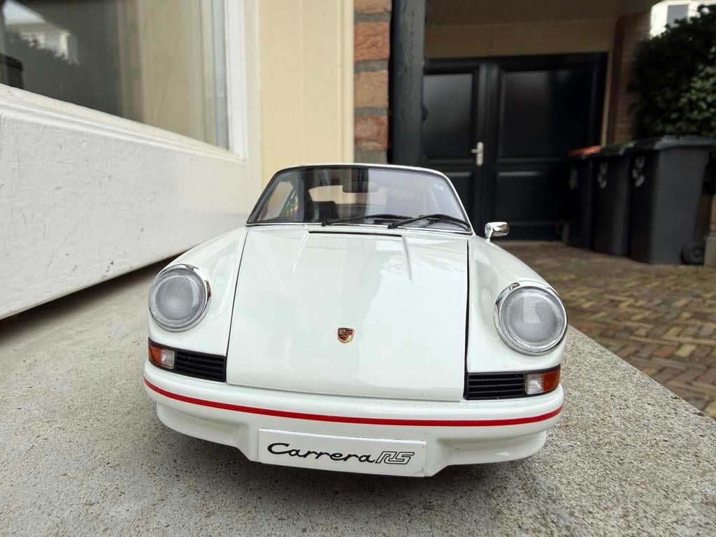 1:18 Porsche 911 Carrera RS 2.7 wit 1973 Autoart OPKNAPPER, Gebruikt, Auto, Autoart, Ophalen of Verzenden