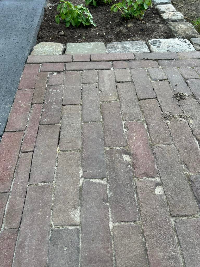 Gebruikte gebakken rood/bruin dikformaat klinkers, Tuin en Terras, Ophalen, Overige materialen, Gebruikt, Klinkers