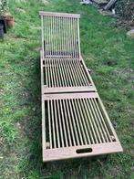 Verstelbare en inklapbare Ligstoel met kussens, Tuin en Terras, Ophalen, Gebruikt, Hout, Inklapbaar