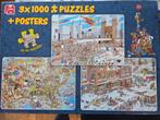 Jan van Haasteren 3x1000 Puzzels + Posters, Ophalen of Verzenden, Meer dan 1500 stukjes, Zo goed als nieuw, Legpuzzel