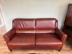 Bankstel leer rood/bruin met bijpassende stoel, Huis en Inrichting, Banken | Bankstellen, Ophalen, Gebruikt, Tweepersoons, Leer