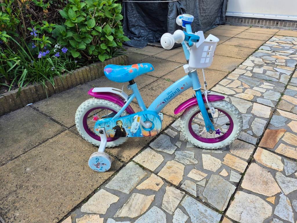 Gebruikte Frozen fiets 12 inch (met zijwieltjes), Ophalen, Zijwieltjes, Gebruikt, Minder dan 16 inch