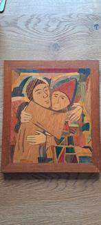 Marqueterie Houtinlage - Omhelzing (31,5x27,5 cm), Ophalen of Verzenden