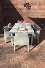 Tuinset - 2 tafels met 10 stoelen, Tuin en Terras, Ophalen, Kunststof, Gebruikt, Meer dan 8 zitplaatsen