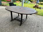 Zware houten tuintafel uitklapbaar, Tuin en Terras, Tuintafels, Ophalen, Zo goed als nieuw, Rond, Hout
